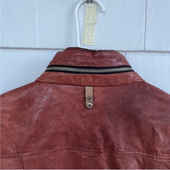 Mackage Moto Lamb Leather Concealed Hood Brown Jacket size Medium - Picture 3 of 15